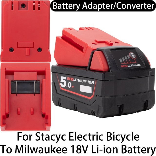 Milwaukee Batterieadapter-Konverter für Stacyc Elektrofahrrad, Farbe: Rot - Bild 1