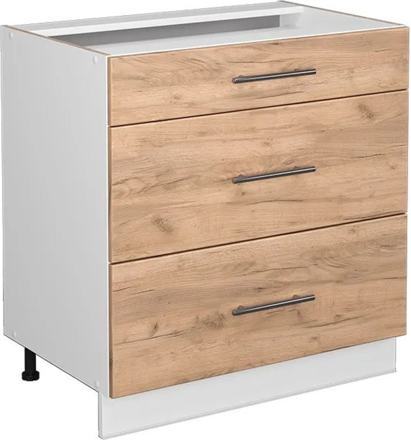 Vicco Badschrank Fame-Line Goldkraft Eiche Weiß mit 3 Schubladen und Soft-Close-Türen B/H: 80 x 82 cm - Bild 1