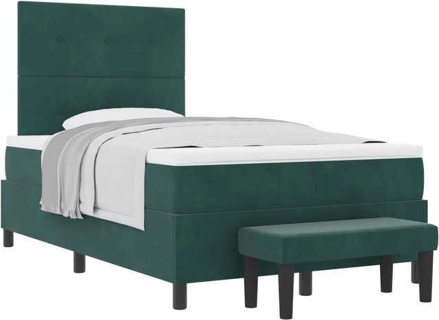 vidaXL Boxspringbett mit Matratze aus Samt in Dunkelgrün, B/T: 120 x 200 cm - Bild 1