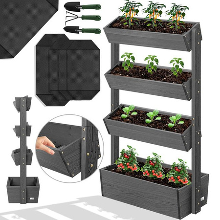 KESSER Blumentreppe Hochbeet aus Tannenholz in Braun als Pflanztreppe für Garten, Balkon und Terrasse inklusive Gartenvlies