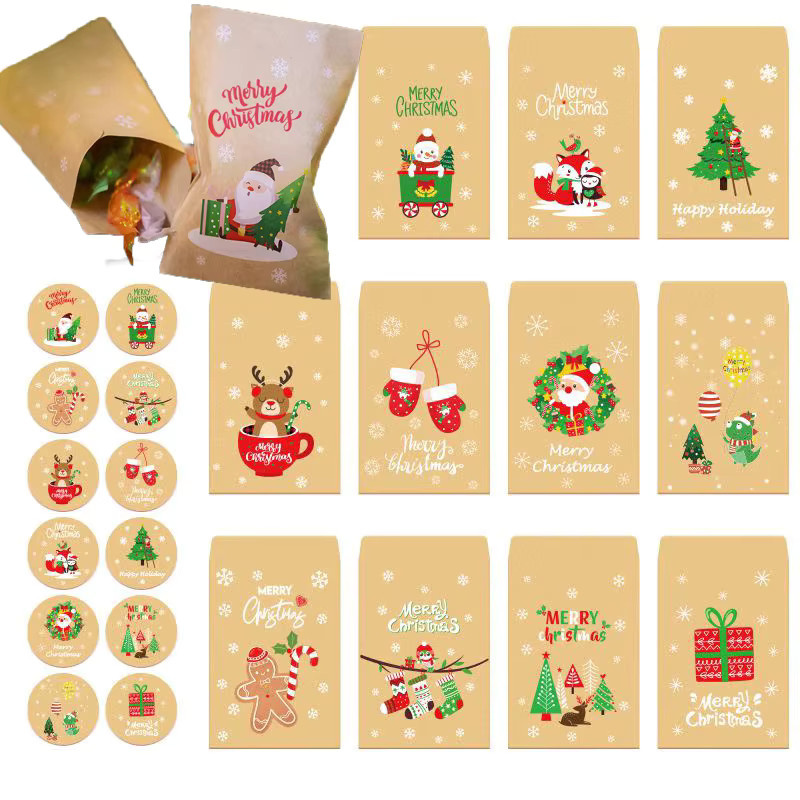 24er Set Ataozhekou Kraftpapiertüten in Braun zur Geschenkverpackung für Kekse und Süßigkeiten für Weihnachten und Partys - Bild 2