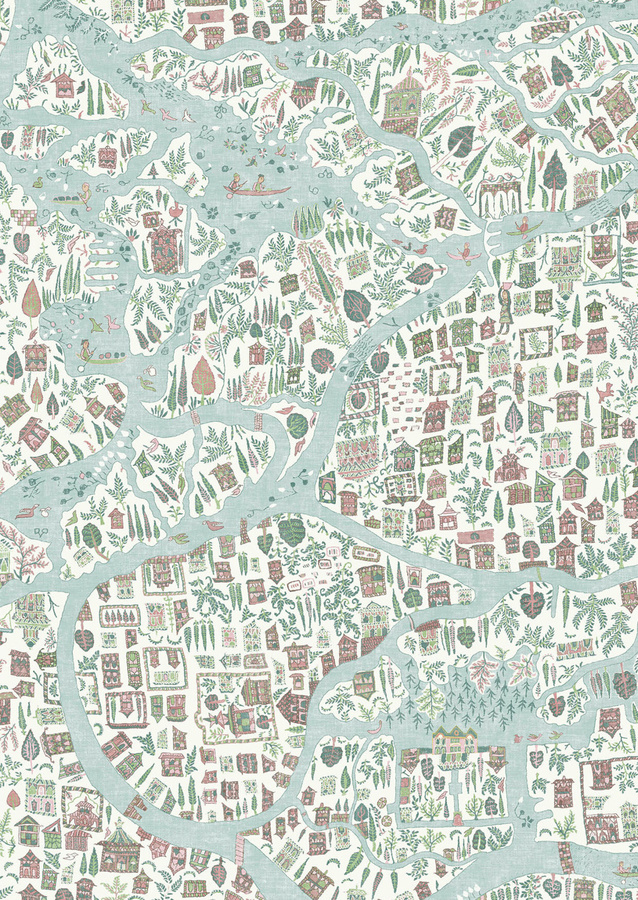 Lewis & Wood Tapete Utopia Pistachio Rose in Grün und Pink mit botanischem Design - Bild 1