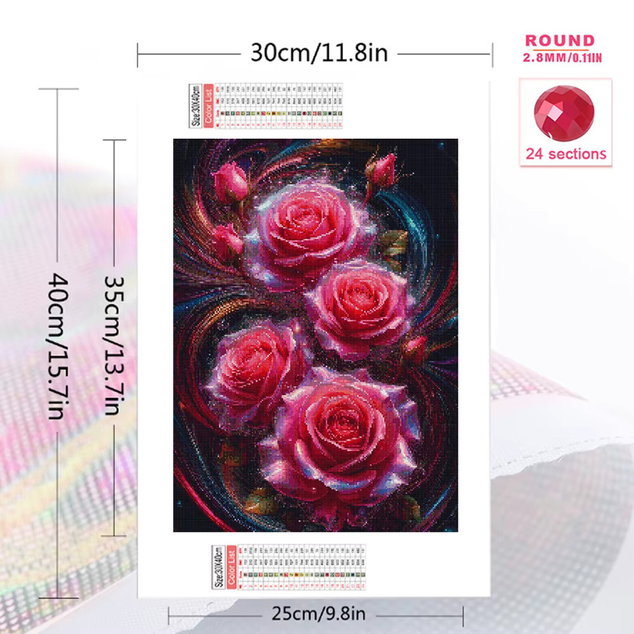Evershine Diamant-Gemälde Rose DIY Mosaik mit quadratischen Bohrern B/H: 30 x 20 cm - Bild 2
