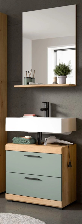 Inn.Furn Badmöbel Set Shawn 2-teilig in Grün und Eiche, Breite: 60 cm - Bild 1
