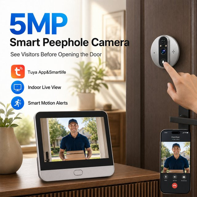 Tuya 5MP Smarte Türspion-Kamera mit 4,3-Zoll-Bildschirm, Bewegungserkennung, Live-Ansicht und Zwei-Wege-Audio für deine Haussicherheit - Bild 1