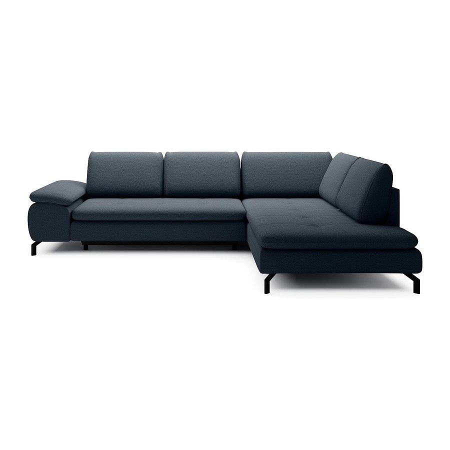 Vente-unique Schlafsofa Archibald in Blau mit L-Form und Polsterung aus Strukturstoff - Bild 2
