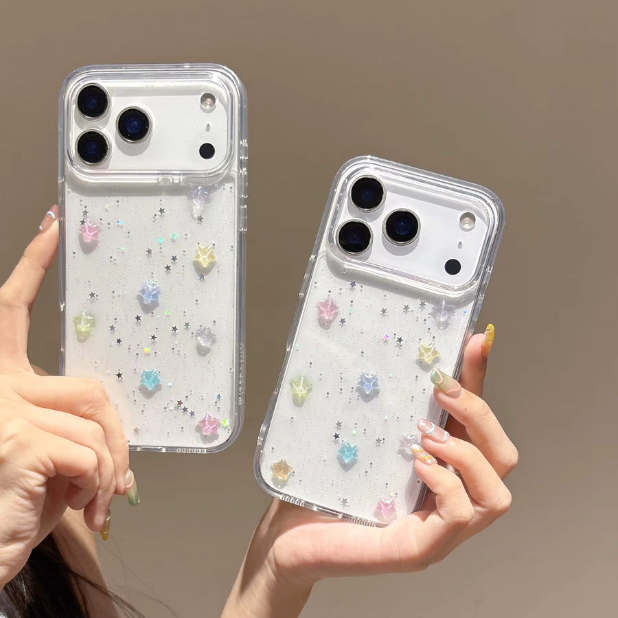 Candyguoguo Handyhülle mit Sternenhimmel und glitzernden Pailletten in Transparent für iPhone 17 16 15 14 13 12 11 Pro Max - Bild 3