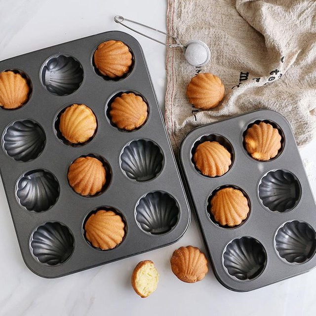 Madeleine Backform aus Carbonstahl für Shell-Kuchen mit 6 oder 12 Fächern - Bild 1