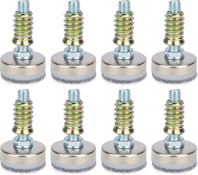 8 Stück NERISXB Möbelnivellierer verstellbare Nivellierfüße mit Filzgleitern in Silber, M10 x 35 mm - Bild 1