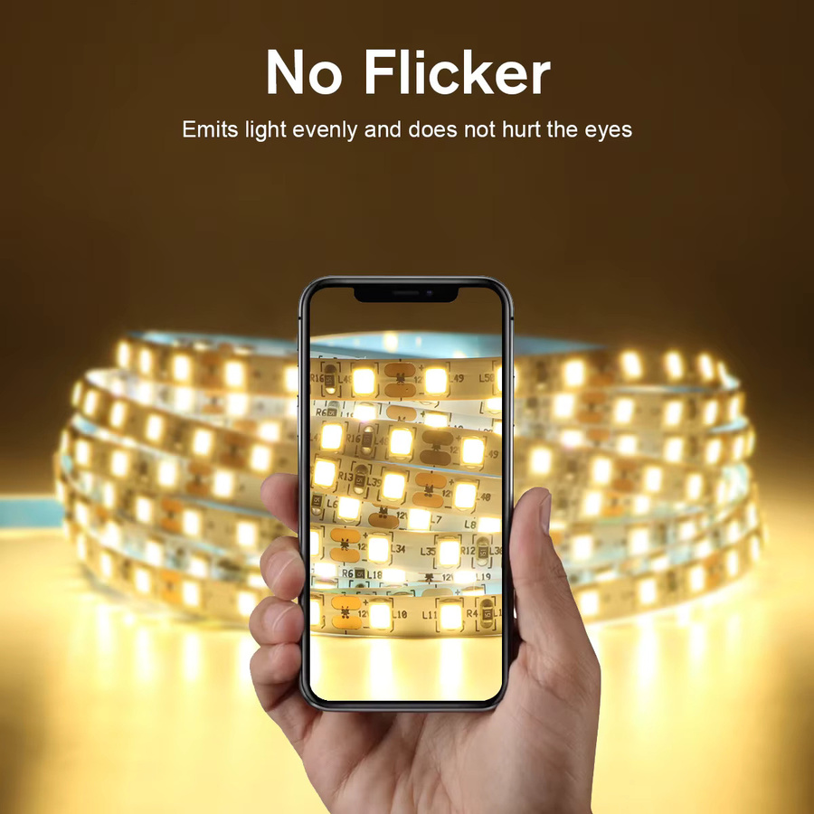 CHNAITEKE LED-Streifen flexibel mit 120 LEDs/m, DC12V SMD Lichtband für Schrank- und Hintergrundbeleuchtung, Breite: 5 mm - Bild 4
