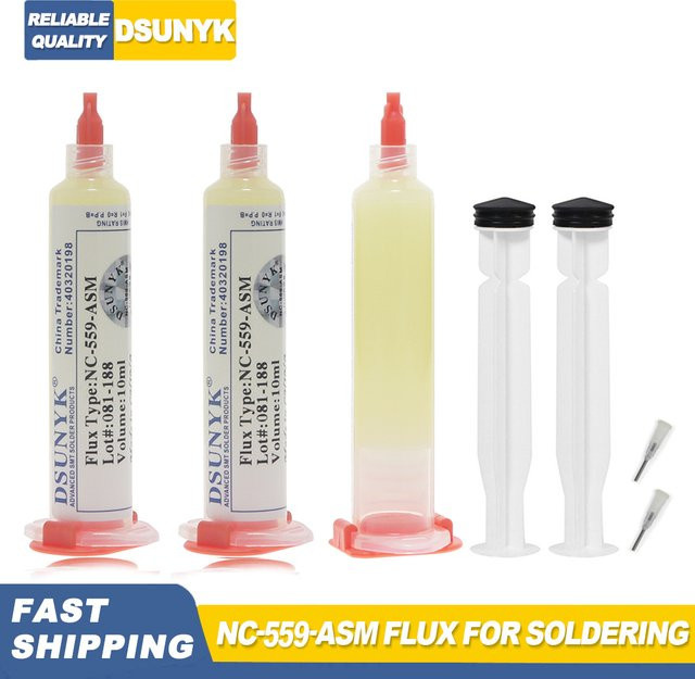 DSUNYK NC-559 Lotflussmittelpaste für SMT BGA SMD PGA PCB Reparaturen, 10 ml, Weiß - Bild 1