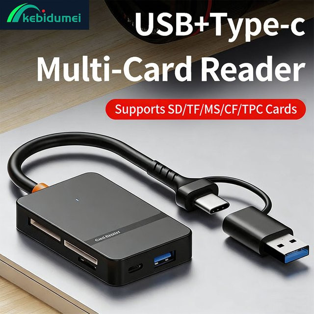 Kebidumei 8 in 1 USB 3.0 Multi-Kartenleser für SD TF CF MS Karten und U-Disk in Schwarz - Bild 1