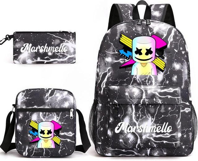 3-teiliges Schulrucksack-Set für Schüler aus Oxford-Stoff in Multicolour mit Schultasche und Federmäppchen - Bild 1