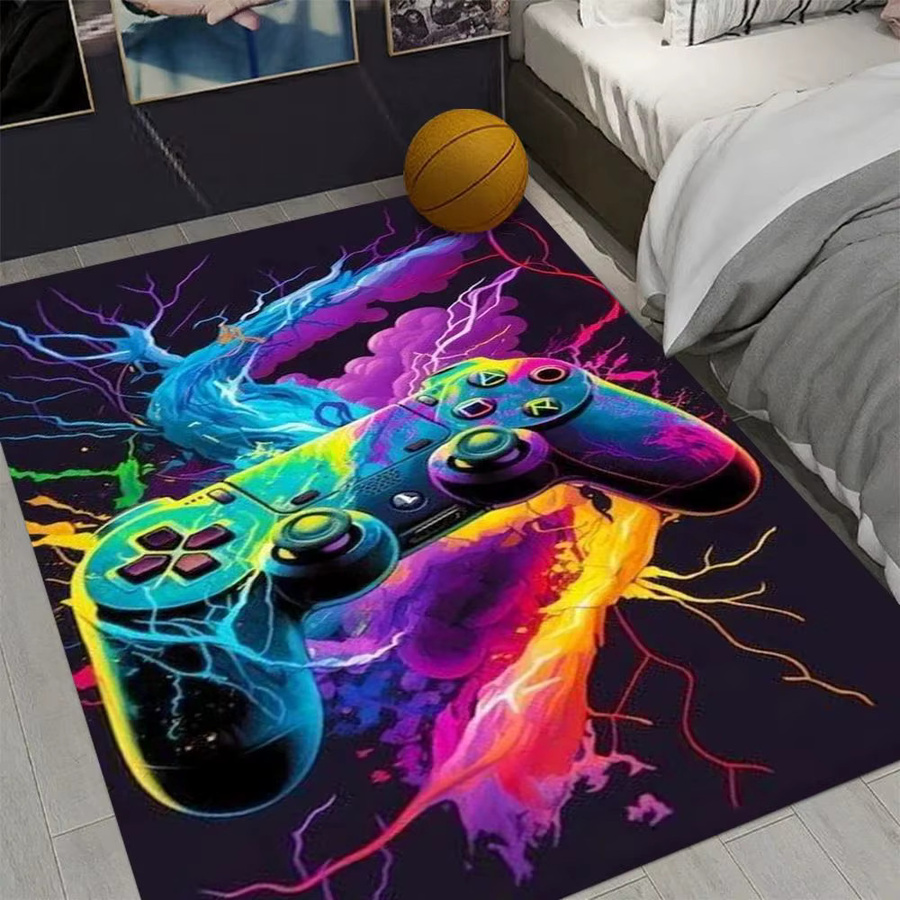 VIKAMA Gaming-Teppich mit Gamepad-Muster, maschinenwaschbar, mehrfarbig, B: 160 cm, T: 80 cm - Bild 1