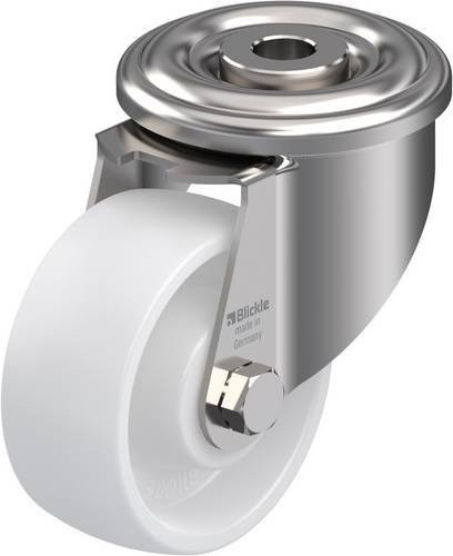 Blickle Lenkrolle LEXR-PO 75XR aus Edelstahl und Kunststoff, Farbe Weiß, Rad-Durchmesser: 75 mm, Tragfähigkeit: 150 kg - Bild 1