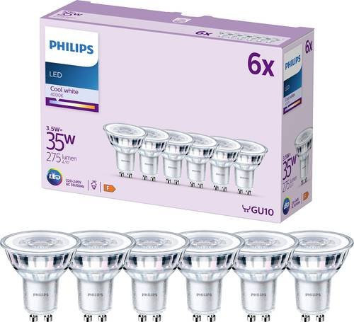 Philips LED Reflektor GU10 3,5W Neutralweiß 6er Pack Durchmesser: 50 mm, Länge: 54 mm - Bild 1