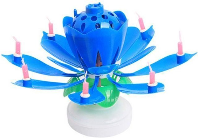 LG-EXPRO Lotusblüte Kerze in Blau als Partydekoration für Geburtstage und Kinder, Tealight aus Kunststoff, Höhe: 6,0 cm, Breite: 11,0 cm, Tiefe: 1,0 cm - Bild 1