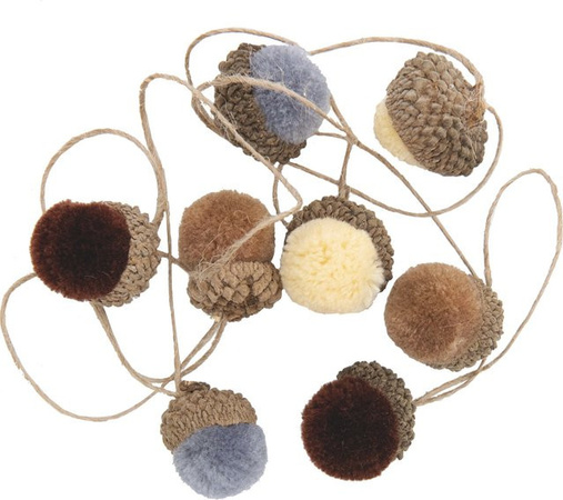 Rico Design Hänger Eichel und Pompon Mix in Mehrfarbig für Christbaum und Adventskranz, 8 Stück, B/H: 2 x 2,5 cm