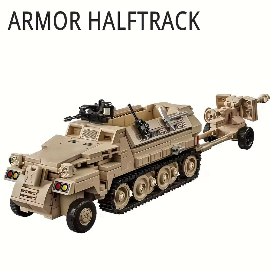 doinbby Militärpanzer-Raupentransporter Panzer-Halbkettenfahrzeug, Spielzeug-Puzzle Bausatz, Modell - Bild 4