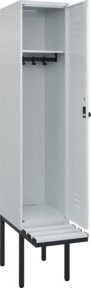 C+P Spind Classic PLUS Garderobenschrank mit Sitzbank, 1 Abteil, Lichtgrau, B/T/H: 212,0 x 40,0 x 81,5 cm - Bild 1