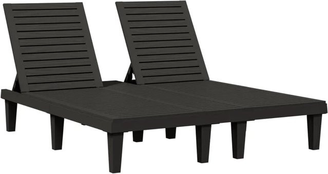 vidaXL Doppel-Sonnenliege Schwarz aus Polypropylen mit verstellbarer Kopfstütze, B/T/H: 155 x 138 x 83 cm - Bild 1