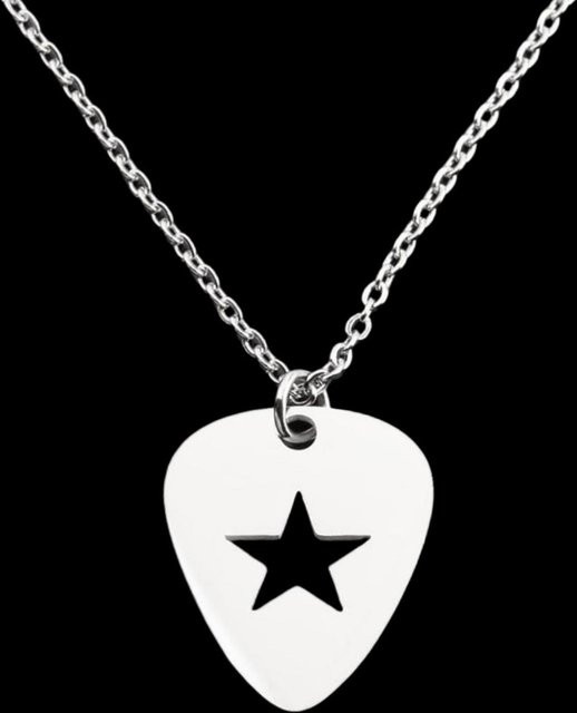 imixlot Halskette, Edelstahl, Silber, Gitarrenplektrum-Anhänger, Herren - Bild 1