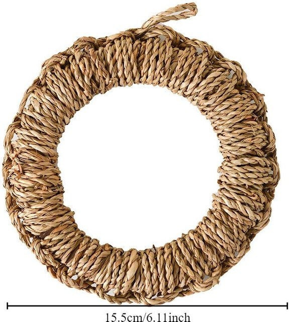 Handgewebter Untersetzer aus Wassergras und Seetang von Yiran Furniture in Beige, rund, Durchmesser: 15,5 cm - Bild 1