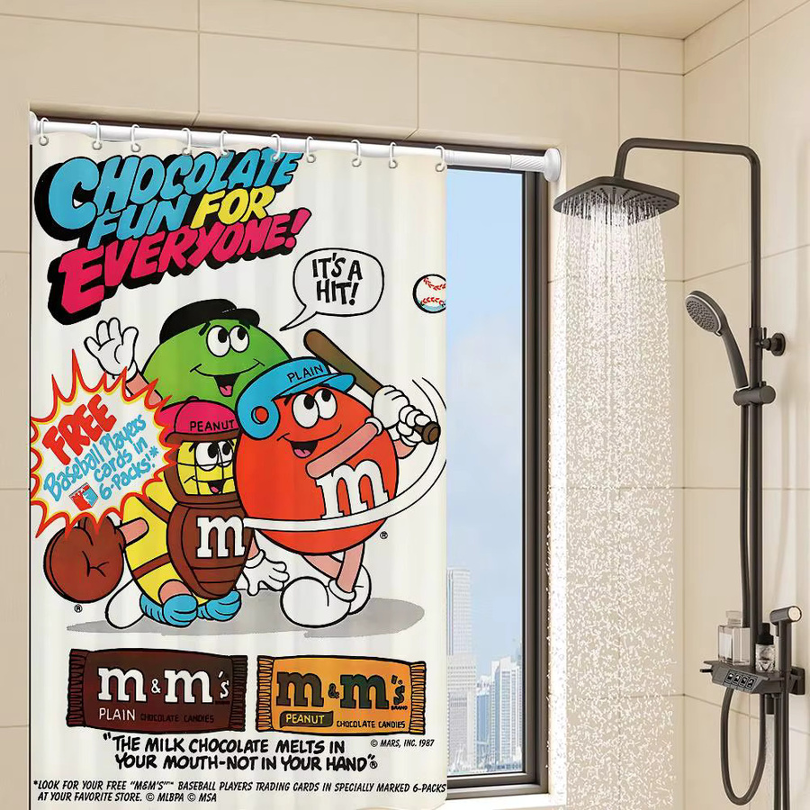 M&M'S Chocolate bedruckter Duschvorhang für dein Badezimmer, wasserdicht und schimmelresistent, Mehrfarbig, B: 150 cm, H: 180 cm - Bild 3