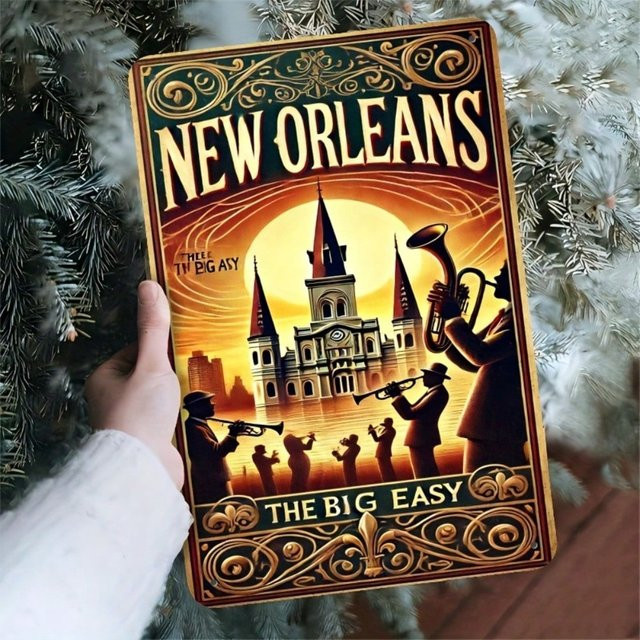 Vevor Metall-Wandkunst New Orleans Vintage-Schild Retro-Dekoration Multicolor, Breite: 19,81 cm, Höhe: 27,43 cm - Bild 1