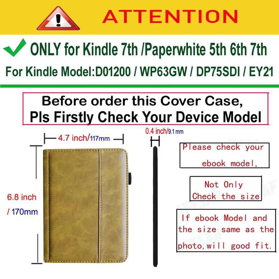 Flip Folio Cover Leder Schutzhülle für Kindle Paperwhite 5. 6. Basic Touch 7. Generation in Schwarz - Bild 2