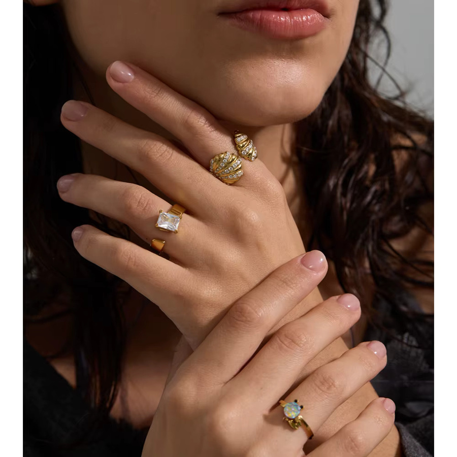Yhpup Ring Edelstahl, Zirkonia, Damen, Gold - Bild 2