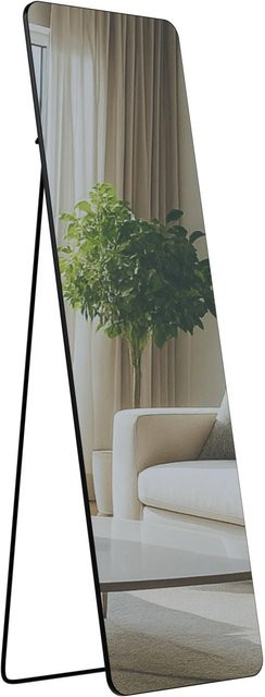 DELUKE Standspiegel MURCIA Ganzkörperspiegel freistehend in Schwarz-matt mit Metallrahmen, Höhe: 160 cm, Breite: 50 cm, Tiefe: 3 cm - Bild 1