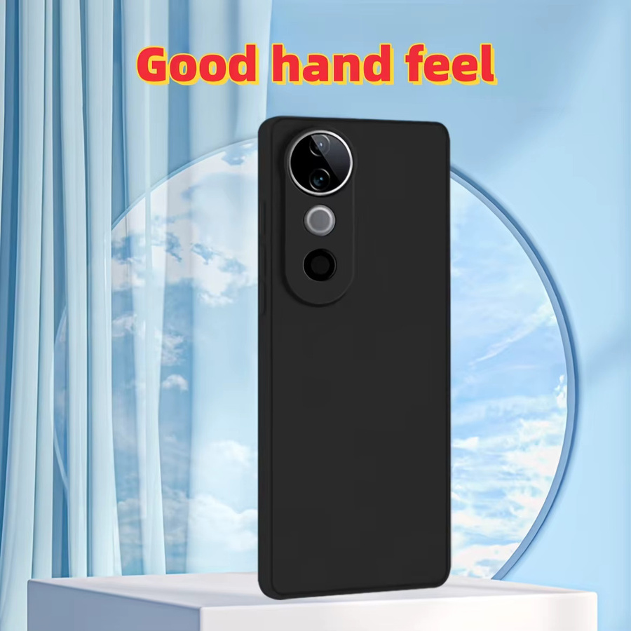 Stoßfeste Flüssigsilikon-Handyhülle für Vivo V50 Lite / V50 in Schwarz und Lila - Bild 3