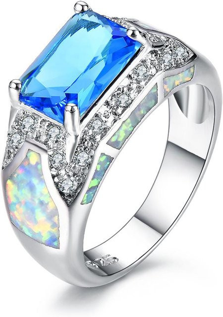 YIRAN Ring, geometrisch, Zirkonia, weiß, Herren, Größe 12 - Bild 1