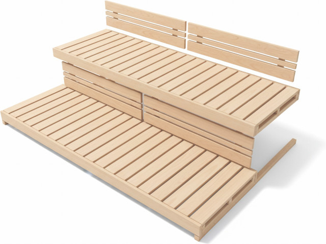 Suleno Saunabank MALMÖ mit Rückenlehnenset aus Hemlock-Holz, Breite: 183 cm, Tiefe: 60 cm - Bild 1