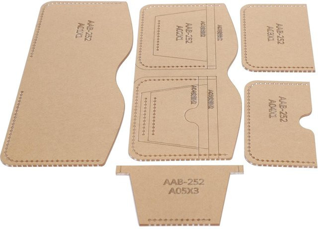 GoolRC 5 Stück Acryl Vorlagen für kurzes Portemonnaie DIY Handgefertigte Ledermuster Form in Beige und Transparent - Bild 1