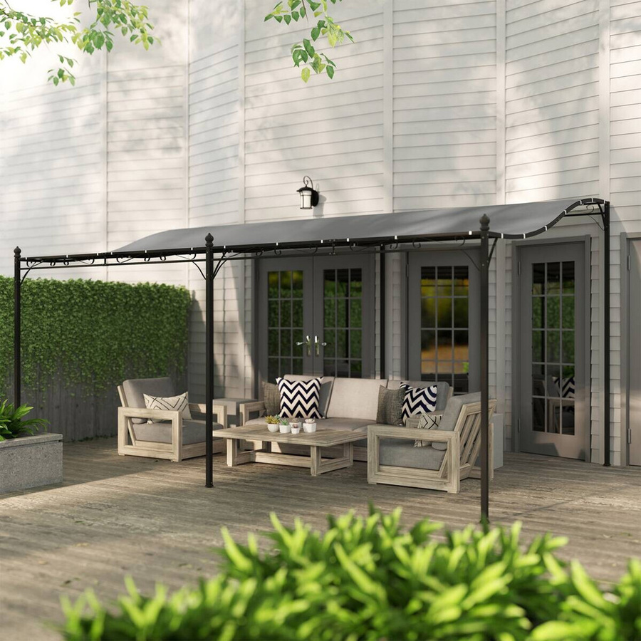 Outsunny Anbaupavillon aus Polyester in Dunkelgrau, Wandmontage, B/H/L: 298 x 253 x 491 cm - Bild 2