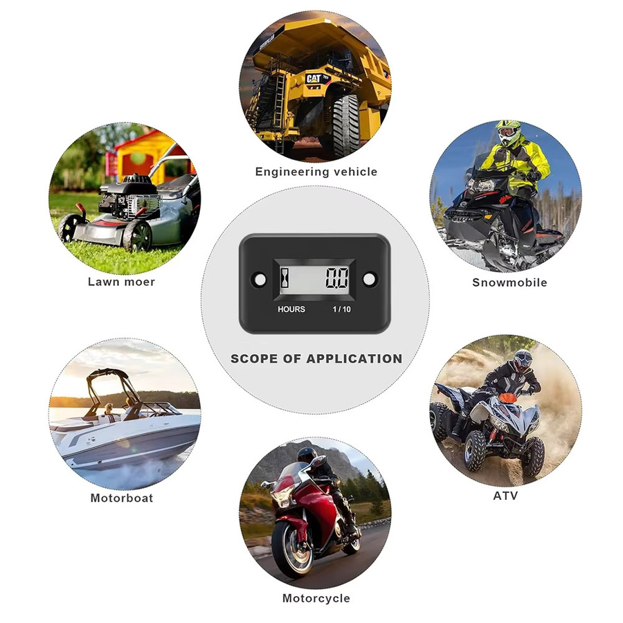 Kebidumei Tragbarer Digitaler Induktiver Drehzahlmesser für Auto, Boot, ATV und Motorrad in Schwarz und Grün - Bild 1