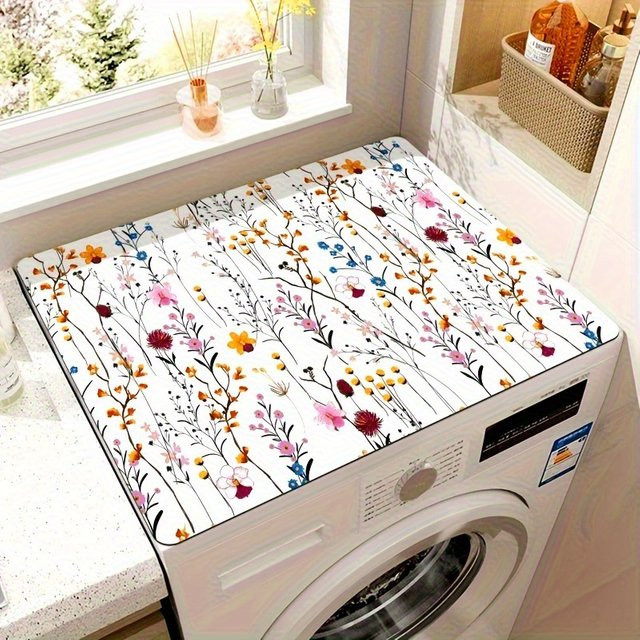 VIKAMA Waschmaschinen-Abdeckmatte Retro Flower in Multicolour mit rutschfester und schnell trocknender Oberfläche - Bild 1