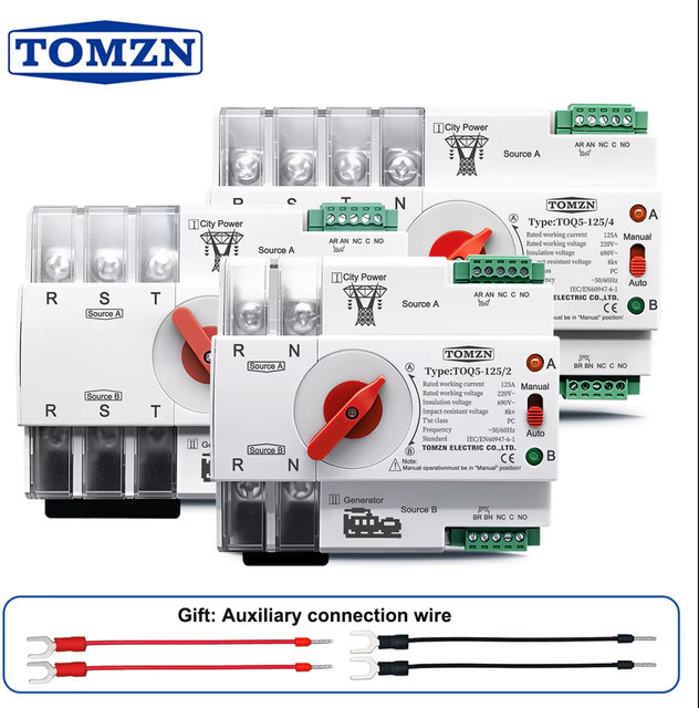 TOMZN ATS Dual-Power Automatischer Transferschalter für DIN-Schienen, Unterbrechungsfreie Stromversorgung, Farbe: Weiß - Bild 1