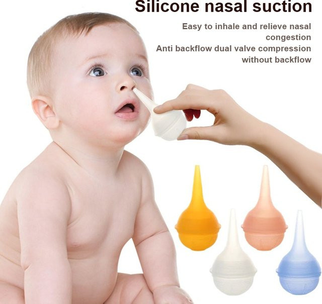 Manueller Nasensauger aus Silikon für Neugeborene in Pink mit Anti-Reflux-Design - Bild 1