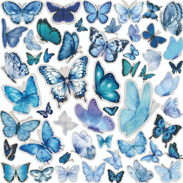 GOGOTU Schmetterling Transparente Graffiti-Aufkleber, 50-teiliges Set, blau - Bild 1