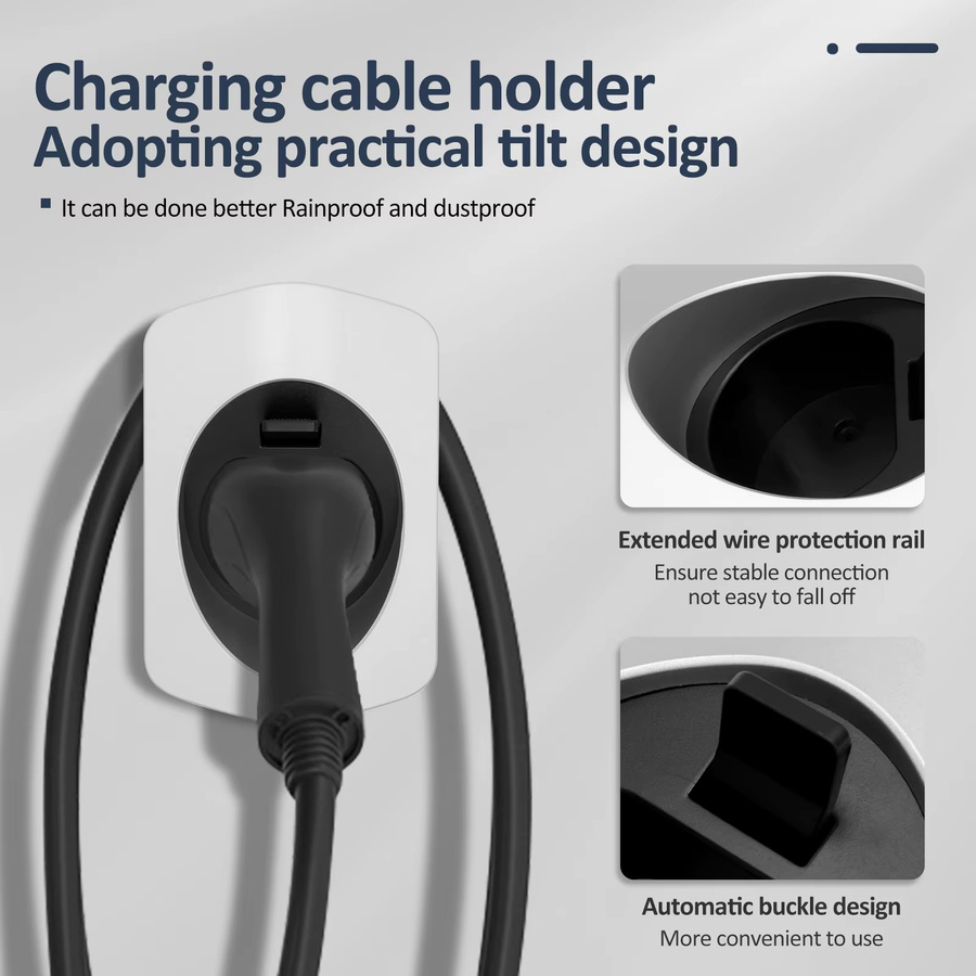 Willkey Typ 2 Wandhalterung für Ladekabel, wasserdichte Wandbox und Kabelhalter für EV-Ladegeräte, Farbe: Weiß - Bild 6