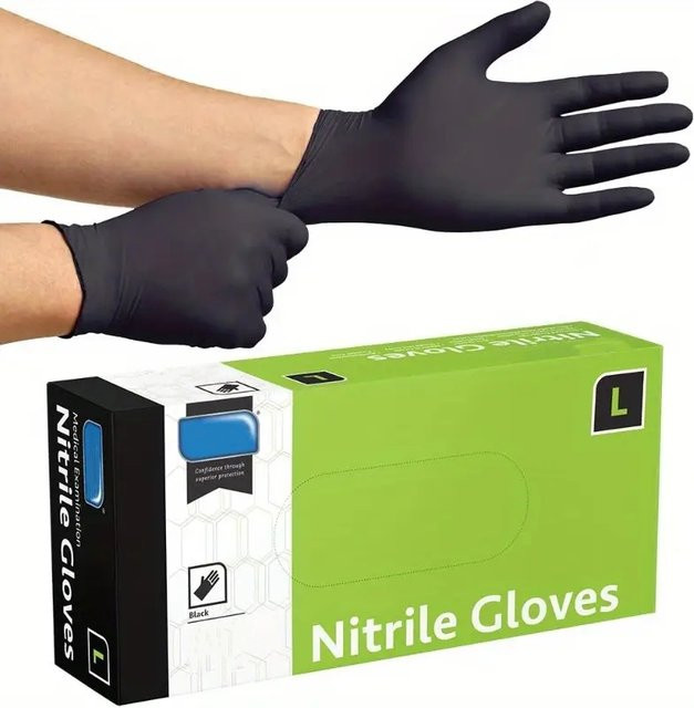 INMAICH Einweg-Nitrilhandschuhe Schwarz, 4 mil dick, latexfrei, strukturierte Schutzhandschuhe für Mechaniker und Autowerkstätten - Bild 1