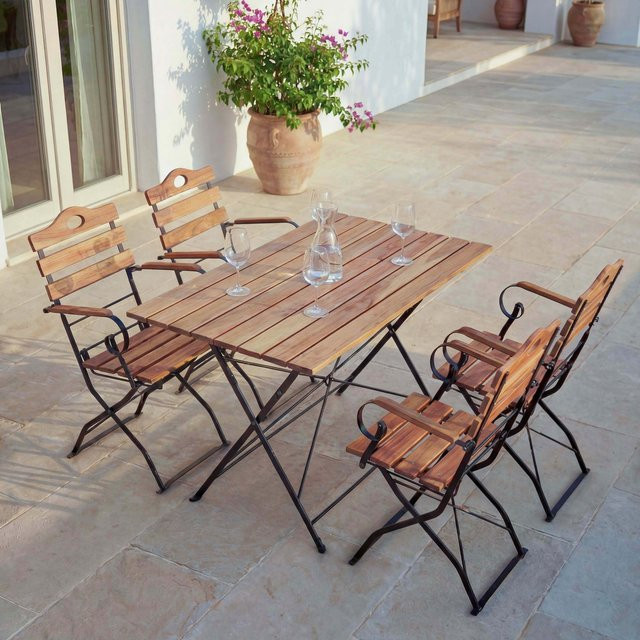 MCW Biergarten-Set J40 aus Akazie mit Klapptisch und Klappstühlen in Naturfarben - Bild 1