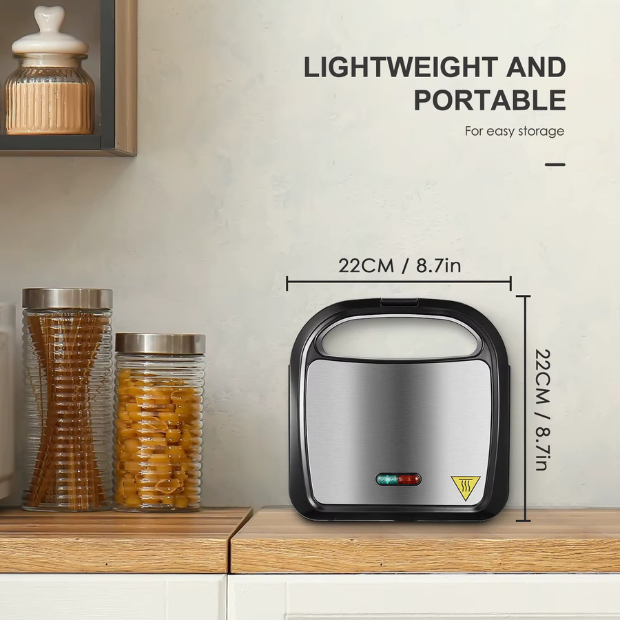 Yabano Elektrischer Sandwichmaker in Schwarz mit Antihaftplatten und Cool-Touch-Griff - Bild 5