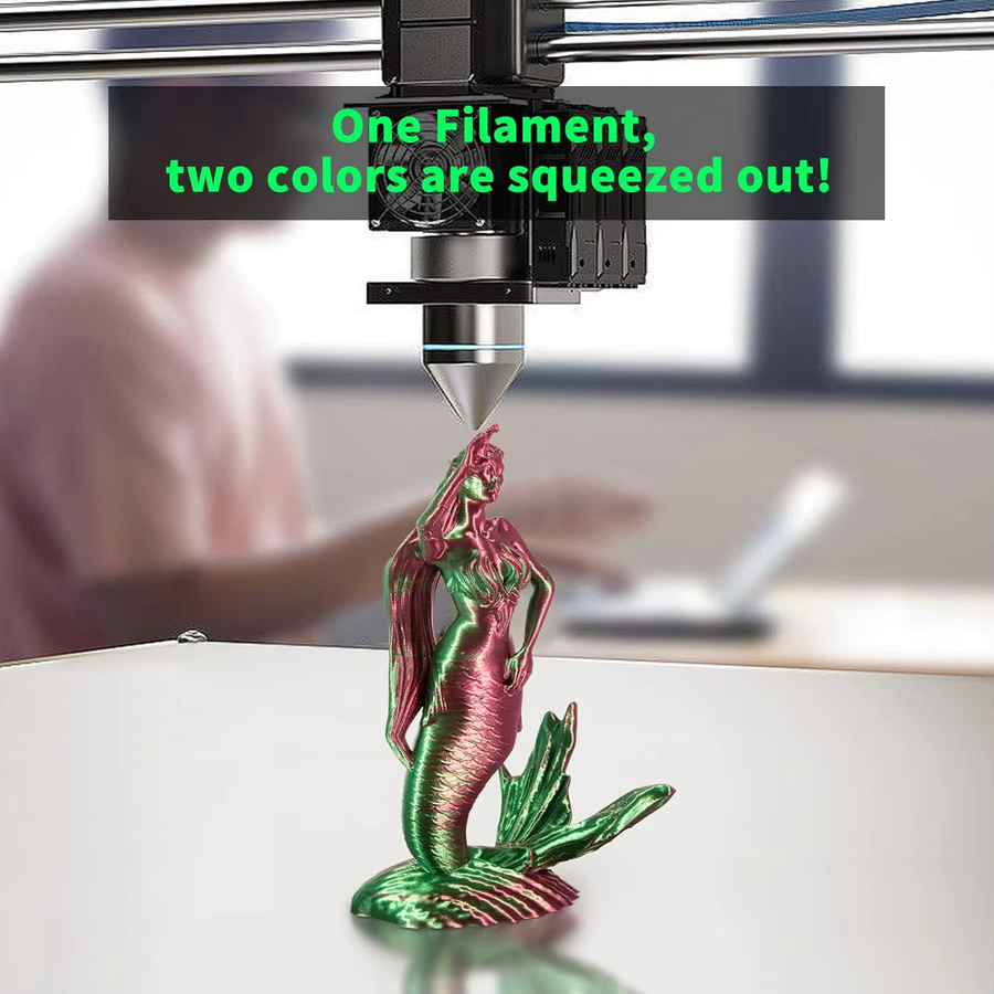 3D Maliang PLA-Filament Bundle, zweifarbiges Silk PLA für FDM-Drucker, 1,75 mm, Grün-Rot, 4 x 250 g - Bild 4