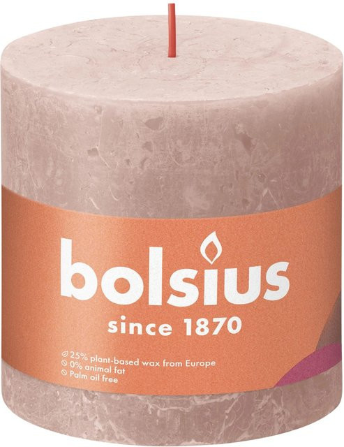 Bolsius Rustik-Kerze Shine in Nebliges Rosa, Durchmesser: 100 mm, Höhe: 100 mm - Bild 1