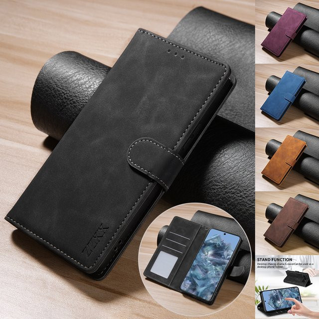 Leder-Brieftaschenhülle für Google Pixel 10a 10 Pro XL 9 Pro 8a 8 7 7a 6 6a mit Kartenfach, Fotorahmen und magnetischem Klappverschluss in Rot - Bild 1