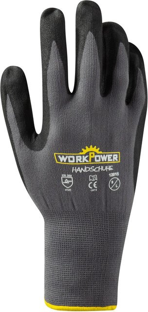 Workpower Arbeitshandschuh Mars in Grau-Schwarz mit Nitrilbeschichtung in Größe 9 - Bild 1